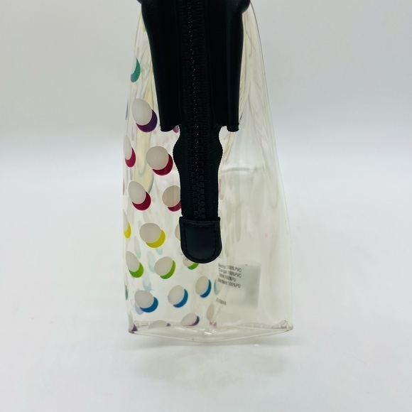 PINK  CLEAR COSMETIC BEACH BAG WITH A HAPPY FACE AND POLKADOTS MADE PVC PLASTIC - Picture 6 of 14